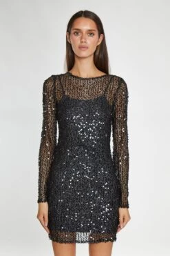 Glamorous Black Sequin Mesh Mini-Dress -Glamorous Shop AN4614 AE05 01