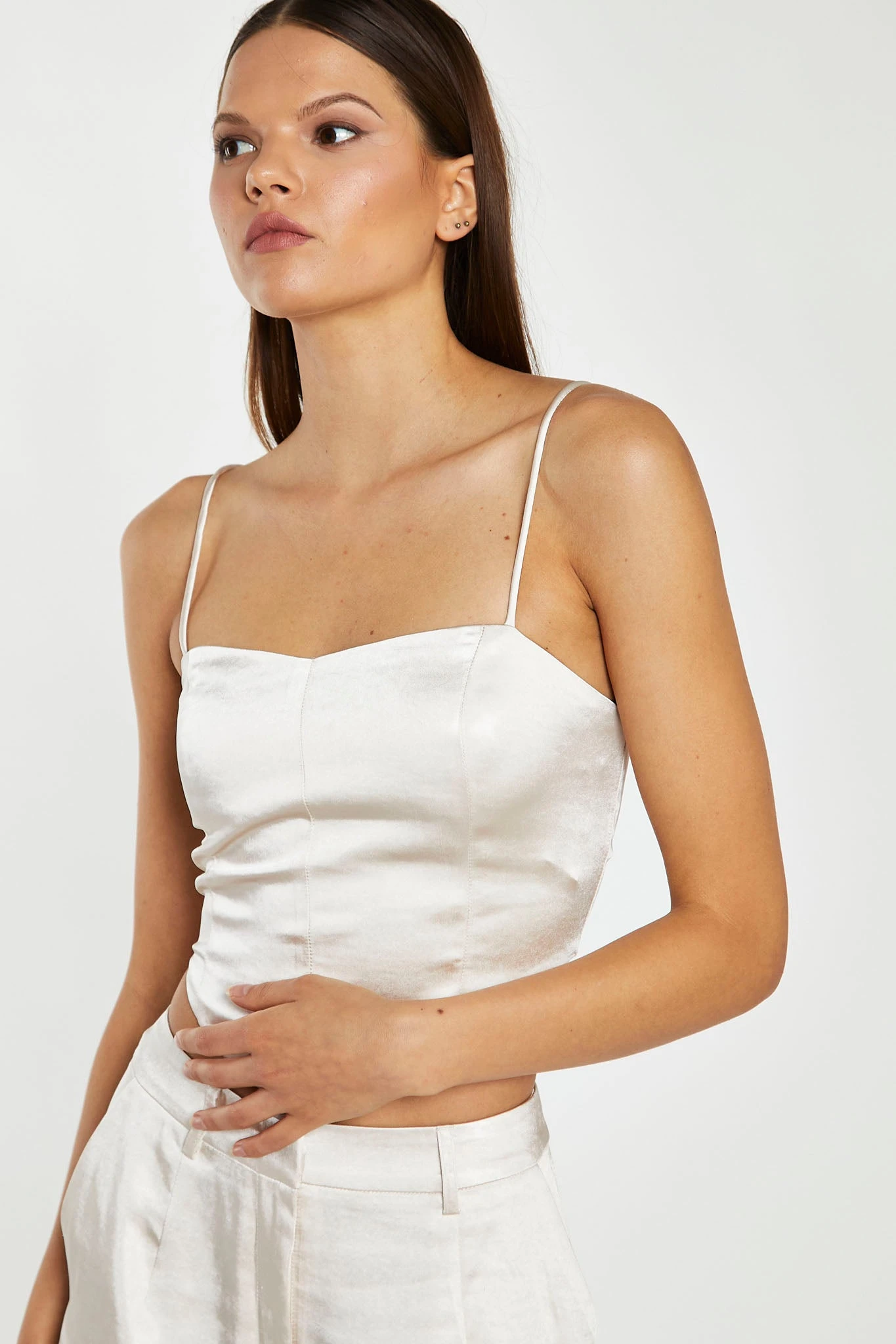 Glamorous Champagne Satin Corset Top 2 Glamorous Champagne Satin Corset Top