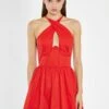 Glamorous Poppy-Red Cross-Over Halterneck Corset Mini-Dress 1 Glamorous Poppy-Red Cross-Over Halterneck Corset Mini-Dress -Glamorous Shop AN4784 BK06 01