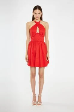Glamorous Poppy-Red Cross-Over Halterneck Corset Mini-Dress -Glamorous Shop AN4784 BK06 03