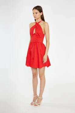 Glamorous Poppy-Red Cross-Over Halterneck Corset Mini-Dress -Glamorous Shop AN4784 BK06 04