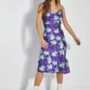 Glamorous Care Purple Green Floral Cowl Neck Midi Slip Dress -Glamorous Shop CA0006 DC13 03