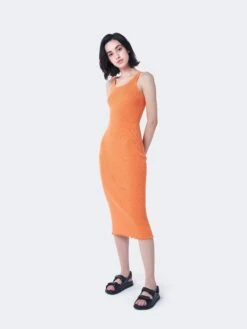 Glamorous Care Orange Ribbed Midi Dress -Glamorous Shop CA0127 1