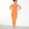 Glamorous Care Orange Ribbed Midi Dress -Glamorous Shop CA0127 ORANGE 004