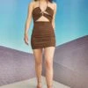 Glamorous Care Brown Open Back Detail Mini Dress 1 Glamorous Care Brown Open Back Detail Mini Dress -Glamorous Shop CA0229 BRW 03