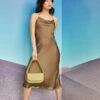 Glamorous Care Khaki Satin Cowl Neck Midi Dress 2 Glamorous Care Khaki Satin Cowl Neck Midi Dress -Glamorous Shop CA0232 KHA 03