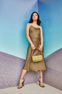 Glamorous Care Khaki Satin Cowl Neck Midi Dress 8 Glamorous Care Khaki Satin Cowl Neck Midi Dress -Glamorous Shop CA0232 KHA 04