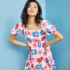 Glamorous Care Bright Large Floral Puff Shoulder Mini Dress 2 Glamorous Care Bright Large Floral Puff Shoulder Mini Dress -Glamorous Shop CA0252 CV81 03