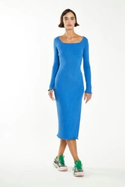 Glamorous Ultramarine Blue Square-Neck Knit Midi-Dress -Glamorous Shop CA0334 CS16 03