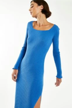 Glamorous Ultramarine Blue Square-Neck Knit Midi-Dress -Glamorous Shop CA0334 CS16 04