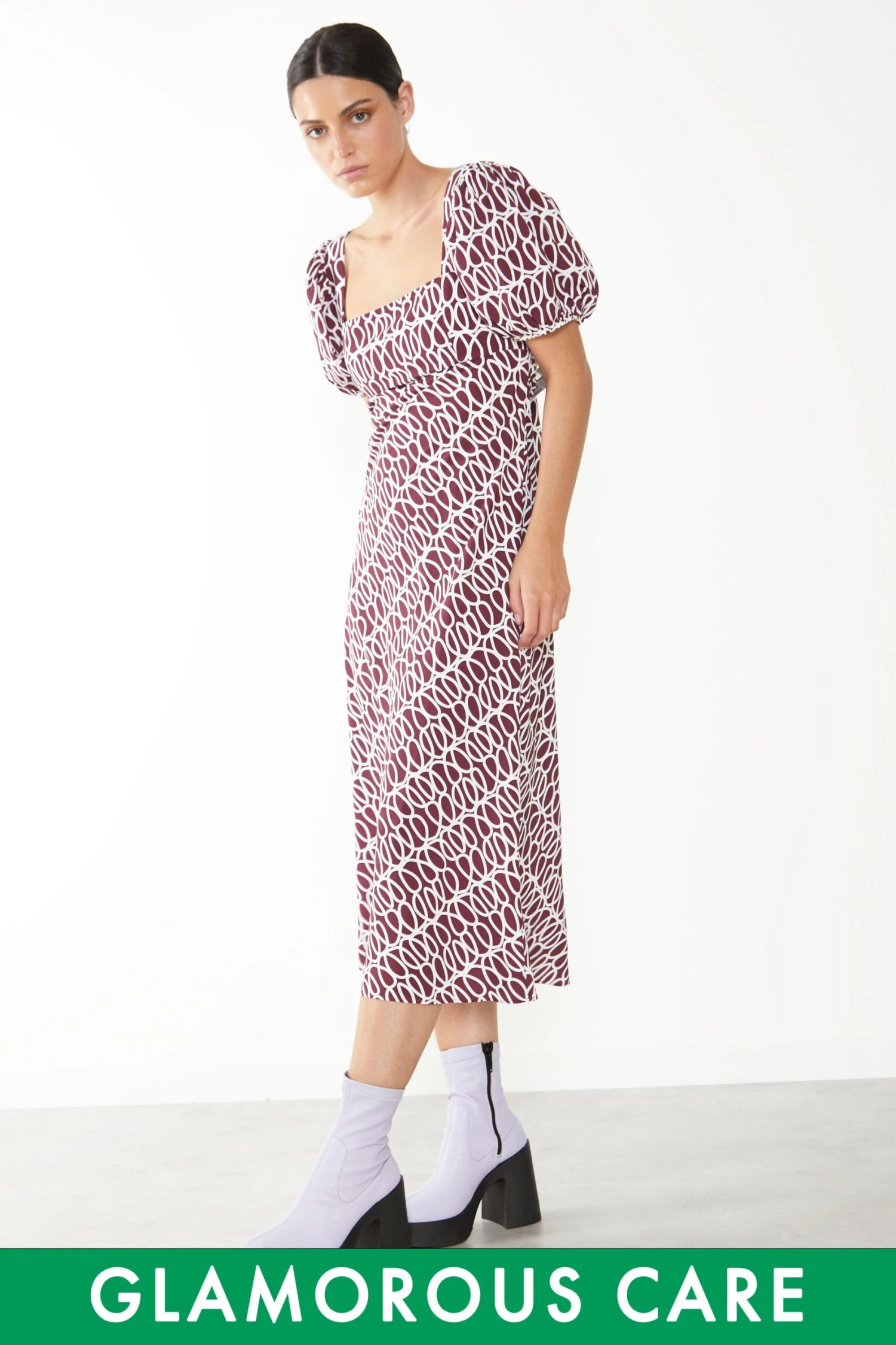 Glamorous Short Puff Sleeve Maxi Dress With Tie Back Detail 3 Glamorous Short Puff Sleeve Maxi Dress With Tie Back Detail