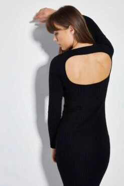 Glamorous Care Black Knitted Open Back Midi Dress -Glamorous Shop CA0382 BK 02