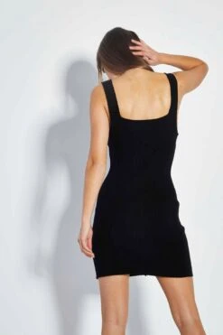 Glamorous Care Black Button Through Knit Mini Dress -Glamorous Shop CA0393 BK 02
