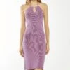 Glamorous Lilac-Brown Rib Knit Halterneck Mini-Dress