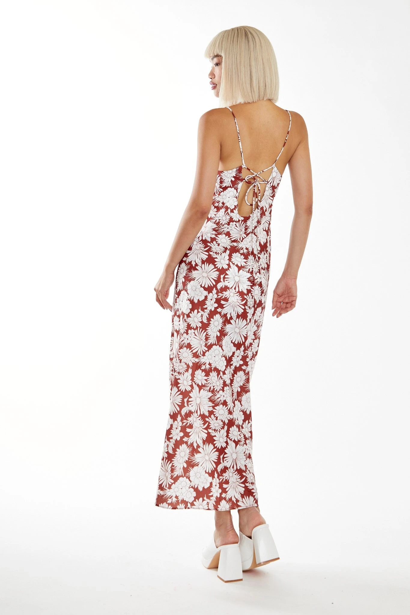 Glamorous Brown Resort-Floral Cowl-Neck Strappy Midi-dress 4 Glamorous Brown Resort-Floral Cowl-Neck Strappy Midi-dress - Image 2