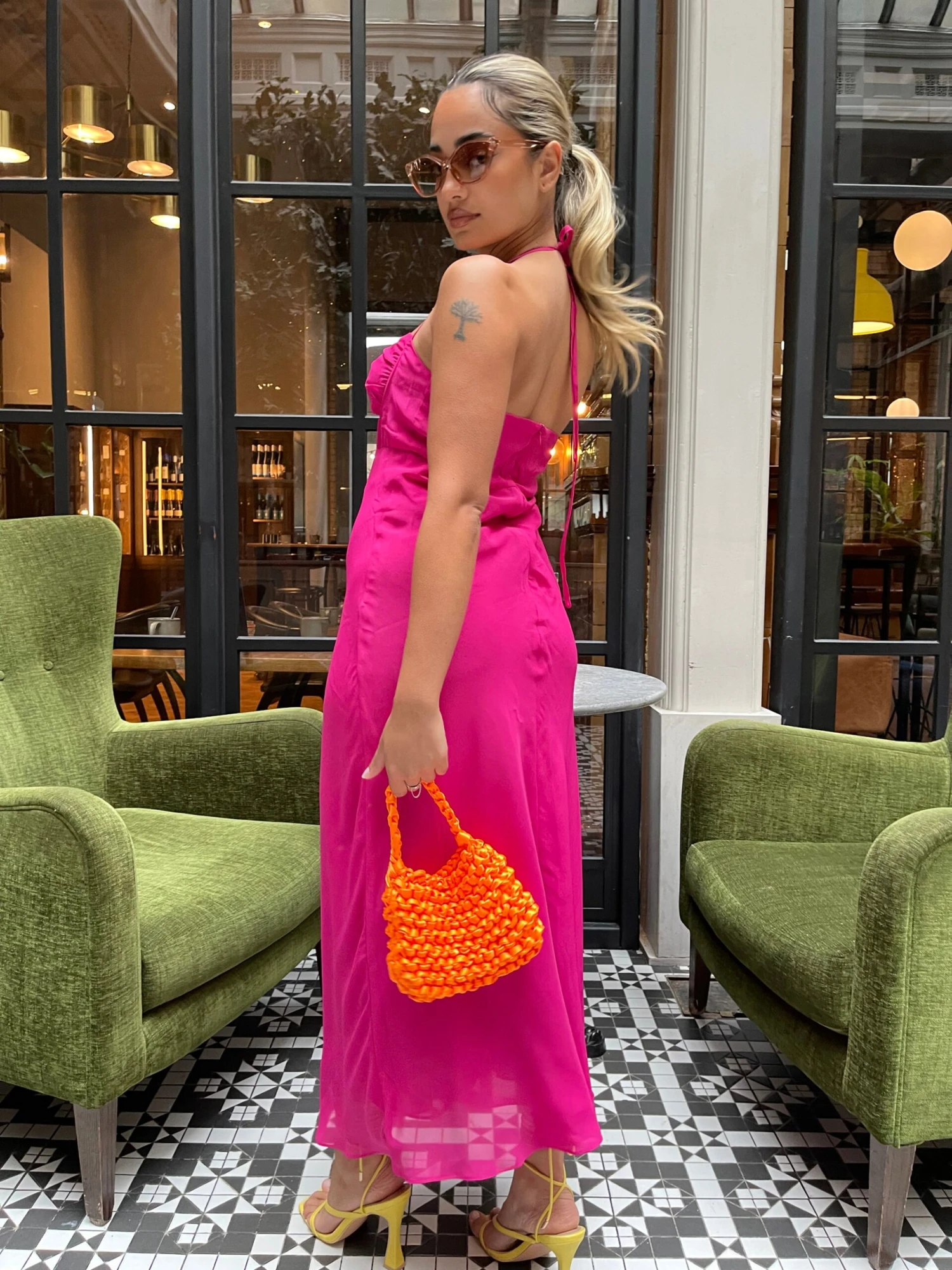 Glamorous Bright-Pink Gathered-Bust Halterneck Midaxi-Dress 5 Glamorous Bright-Pink Gathered-Bust Halterneck Midaxi-Dress - Image 3