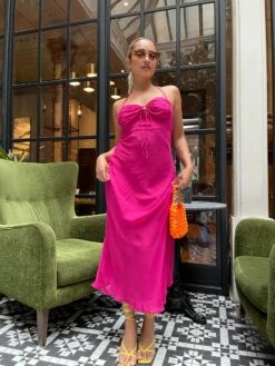 Glamorous Bright-Pink Gathered-Bust Halterneck Midaxi-Dress 9 Glamorous Bright-Pink Gathered-Bust Halterneck Midaxi-Dress -Glamorous Shop CA0614 M09 04