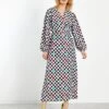 Glamorous Checkboard Flower Long Sleeve Wrap Midi Dress -Glamorous Shop CK5516 CZ55 01