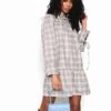 Glamorous Light Blue Multi Check Tiered Mini Dress With Neck Ruffle 2 Glamorous Light Blue Multi Check Tiered Mini Dress With Neck Ruffle -Glamorous Shop CK6287 CQ86 01