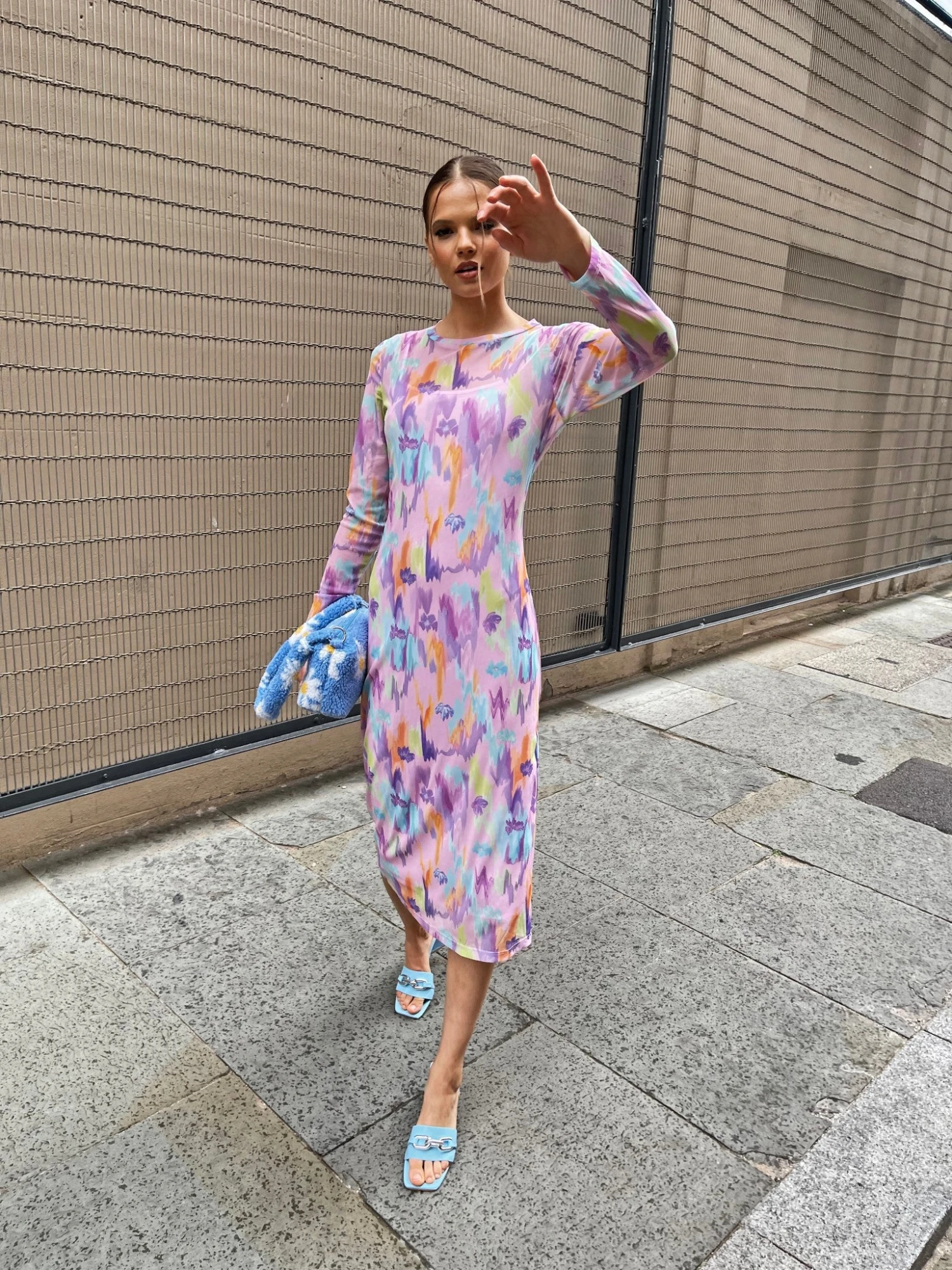 Glamorous Womens Multi Blurred Print Midi-Dress 4 Glamorous Womens Multi Blurred Print Midi-Dress - Image 2