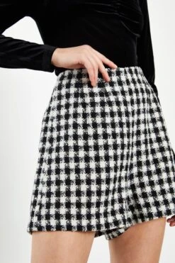 Glamorous Mono Check Tweed Shorts