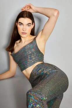 Glamorous Silver Holographic Cowl Neck Crop Top 9 Glamorous Silver Holographic Cowl Neck Crop Top -Glamorous Shop CK6888 DC73 04