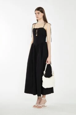 Glamorous Black Lace-Up Bodice Maxi Dress -Glamorous Shop CK6997 BK 03