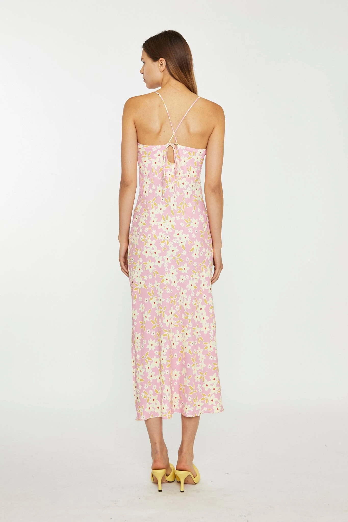Glamorous Pink-Olive-Yellow-Flower Midi Slip Dress 4 Glamorous Pink-Olive-Yellow-Flower Midi Slip Dress - Image 2