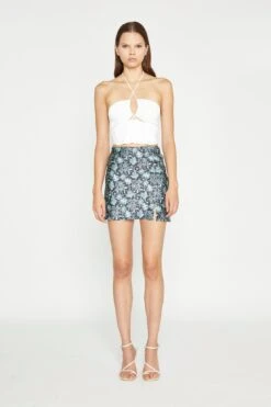 Glamorous White Satin Strappy Halterneck Corset-Top