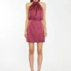 Glamorous Dark-Raspberry Satin Diamante Strap Mini-Dress -Glamorous Shop CK7160 DL45 01