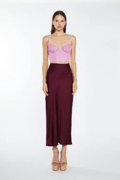 Glamorous Pink Silver-Glitter Chain-Strap Corset Crop-Top