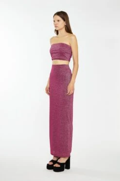 Glamorous Red-Plum Glitter Bandeau Crop-Top -Glamorous Shop CK7256 DK39 03