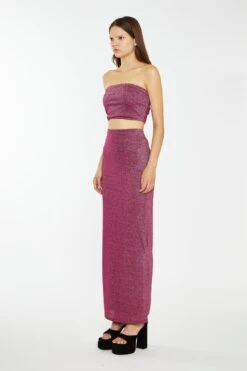 Glamorous Red-Plum Glitter Straight Maxi-Skirt -Glamorous Shop CK7257 DK39 03