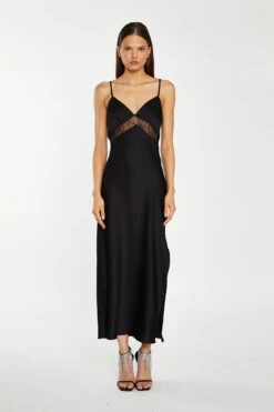 Glamorous Black Lace Trim Cami Midaxi-Dress