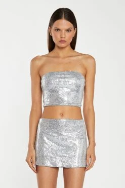 Glamorous Silver-Sequim Bandeau Crop-Top -Glamorous Shop CK7279 B07 01copy