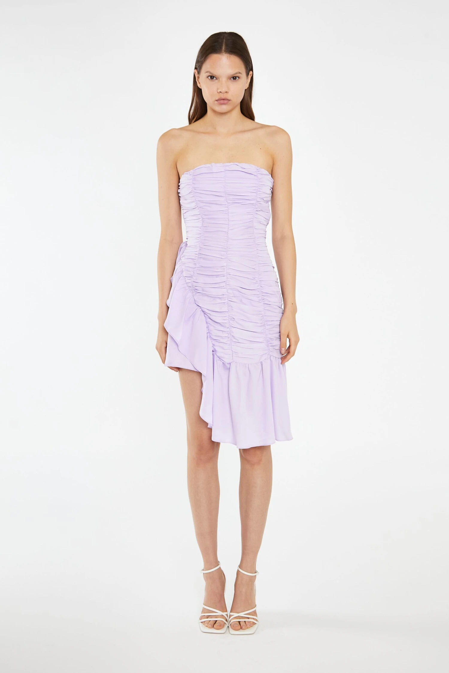 Glamorous Light-Violet Strapless Asymmetric Ruched Mini-Dress 5 Glamorous Light-Violet Strapless Asymmetric Ruched Mini-Dress - Image 3