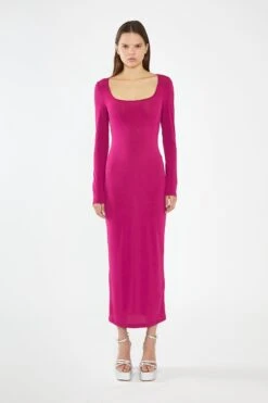 Glamorous Fuchsia Square-Neck Bodycon Maxi-Dress -Glamorous Shop CK7436 AJ20 03