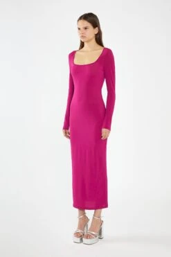 Glamorous Fuchsia Square-Neck Bodycon Maxi-Dress -Glamorous Shop CK7436 AJ20 04