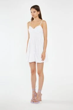 Glamorous White Tiered Smocked-Bodice Mini-Dress -Glamorous Shop CK7460 WHI 04