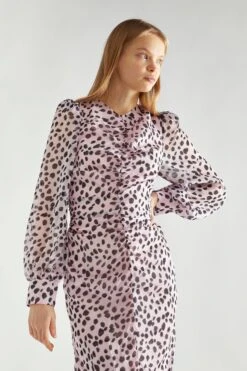 Glamorous Lilac-Dalmatian Ruched-Front Midi-Dress -Glamorous Shop CK7492 BZ44 03