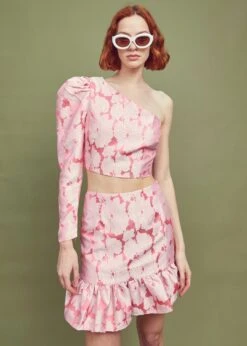 Glamorous Neon Pink Jacquard Mini Frill Skirt -Glamorous Shop GC0320 CK93 01 WEBSITE