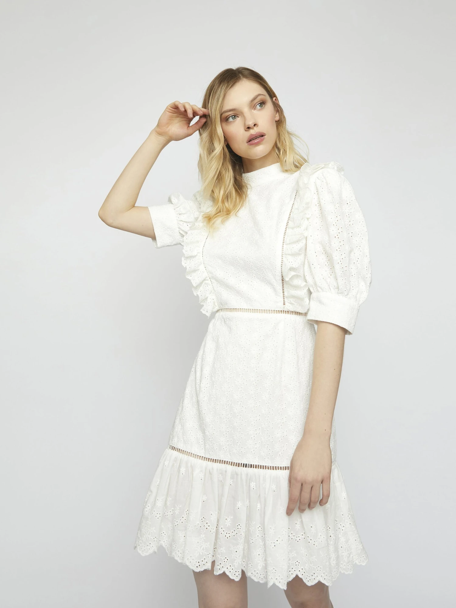 Glamorous White Broderie Tie Back Mini Dress 4 Glamorous White Broderie Tie Back Mini Dress - Image 2