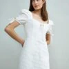 Glamorous Collection Puff Sleeve Mini Dress With Tie Detail