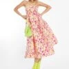 Glamorous Pink-Yellow Organza Empire-Line Tie-Back Loose-Fit Smock Midi-Dress -Glamorous Shop GC0576A DE32 01