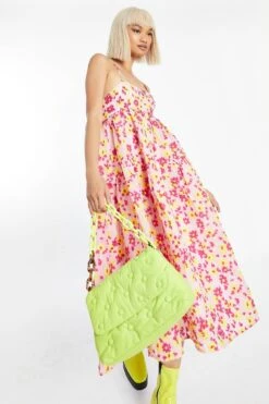 Glamorous Pink-Yellow Organza Empire-Line Tie-Back Loose-Fit Smock Midi-Dress -Glamorous Shop GC0576A DE32 04