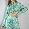 Glamorous Collection Metallic Swirl Floral Long Sleeve Cropped Sleeve With Waist Tie Detail 2 Glamorous Collection Metallic Swirl Floral Long Sleeve Cropped Sleeve With Waist Tie Detail -Glamorous Shop GC0600 DB01 01
