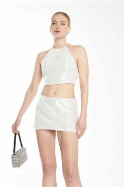 Glamorous Collection Silver Sequin Low Waist Mini Skirt 8 Glamorous Collection Silver Sequin Low Waist Mini Skirt -Glamorous Shop GC0651 B07 03