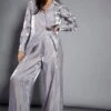 Glamorous Studio Grey Metallic Wide Leg High Waisted Trousers 2 Glamorous Studio Grey Metallic Wide Leg High Waisted Trousers -Glamorous Shop GS0027 BL41 01