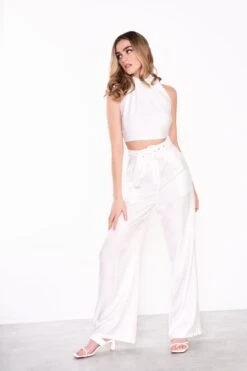 Glamorous White Cross Over Open Back Top