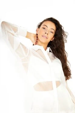 Glamorous Studio White Organza Oversized Shirt
